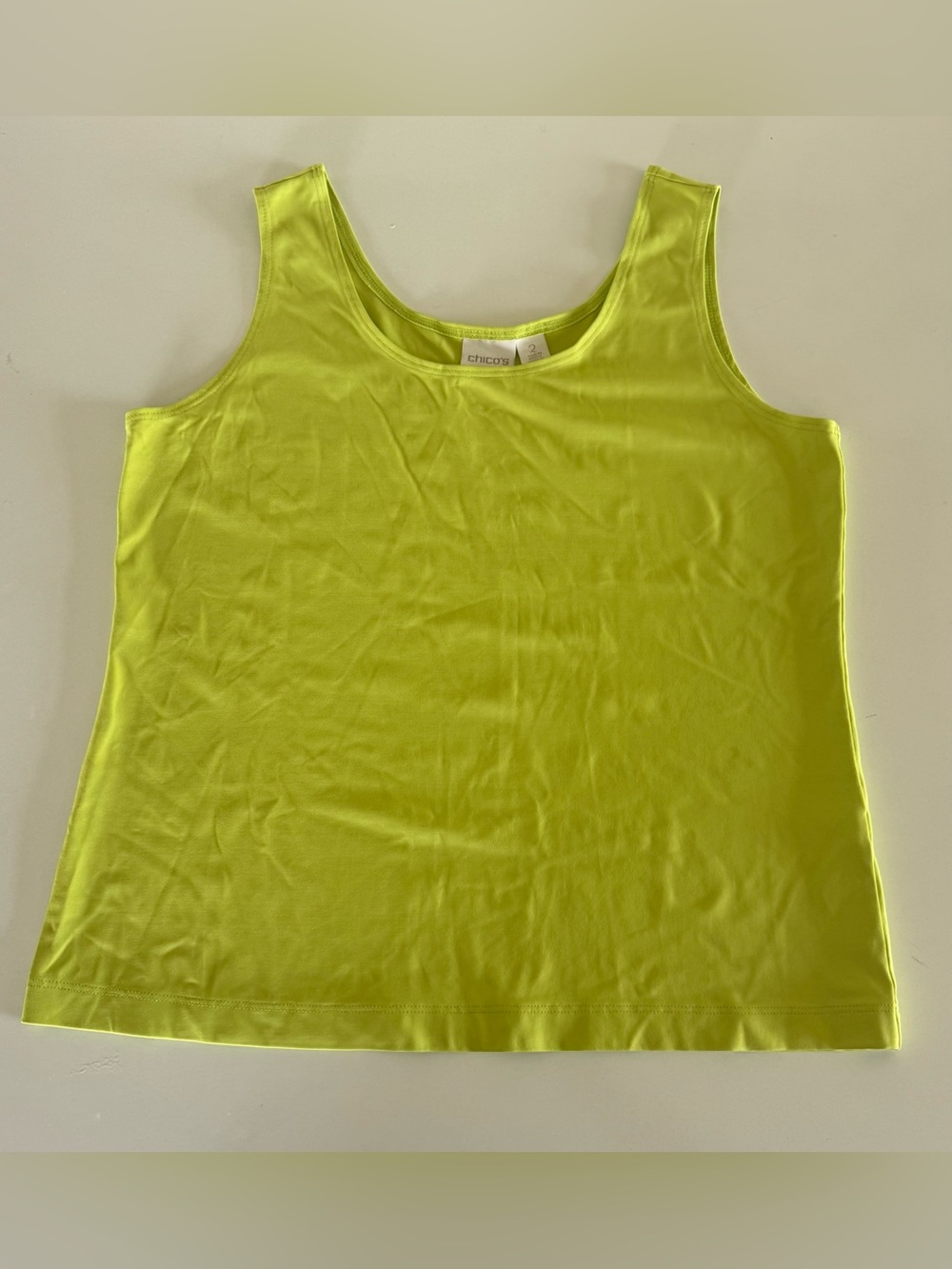 Chico's Neon Yellow Scoop Tank Top
